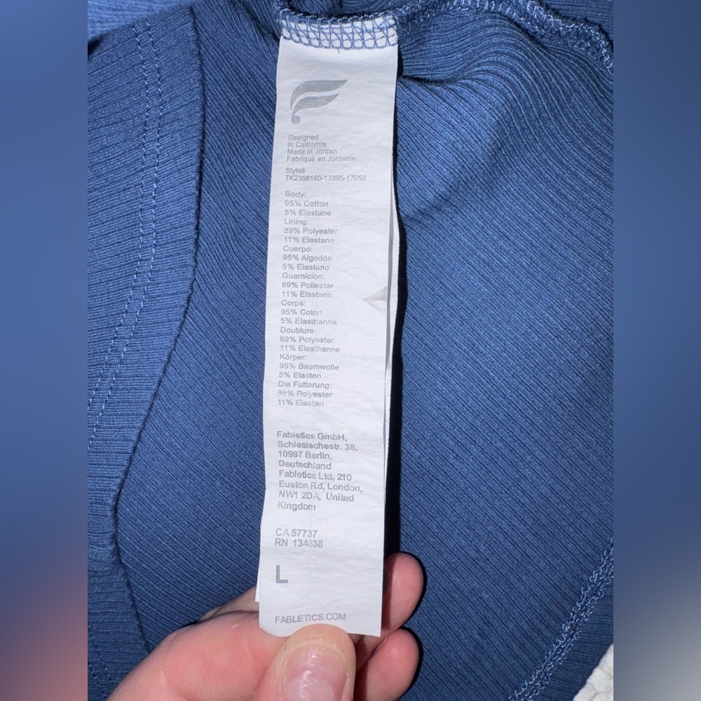 Fabletics Blue Ribbed Racerback Tank Top - Picture 3 of 12